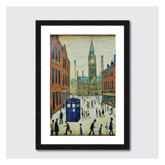 The Doctor Who Came To Town - A4 Size Giclée Art Print. Lowry Style Art Print. Available Framed and Unframed.