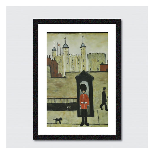 On Guard Tower of London - A4 Size Giclée Art Print. Lowry Style Art Print. Available Framed and Unframed.