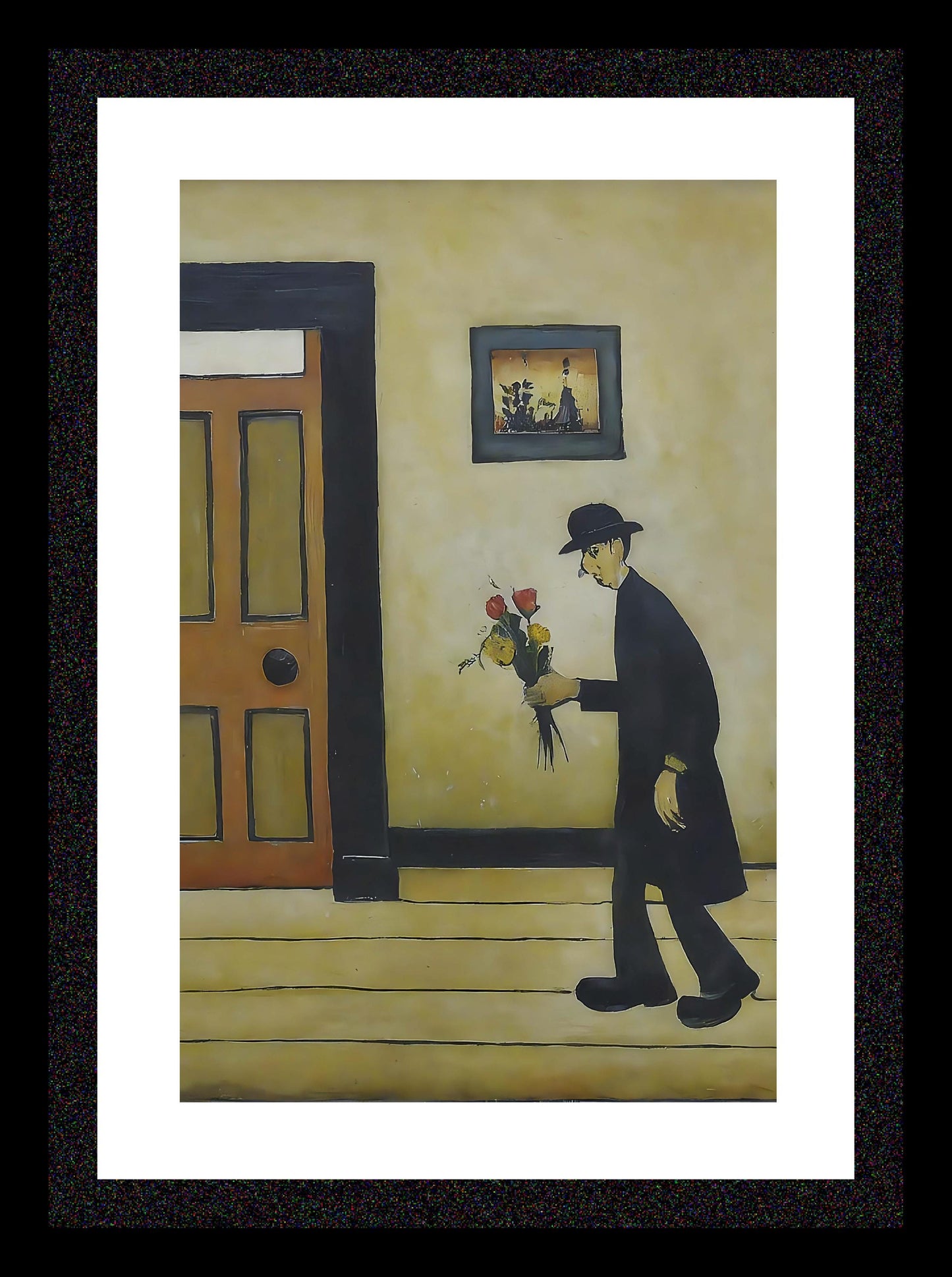 Flower Delivery - A4 Size Giclée Art Print. Lowry Style Art Print. Available Framed and Unframed.