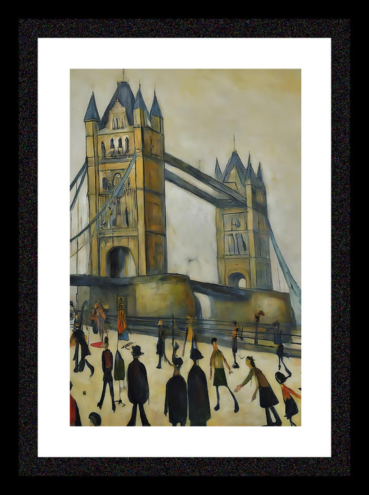 Tower Bridge - A4 Size Giclée Art Print. Lowry Style Art Print. Available Framed and Unframed.