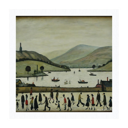 Pack of 6 Blank Lowry Style Art Greeting Cards - Lake Windermere Design - 350gsm Card with Kraft Envelopes