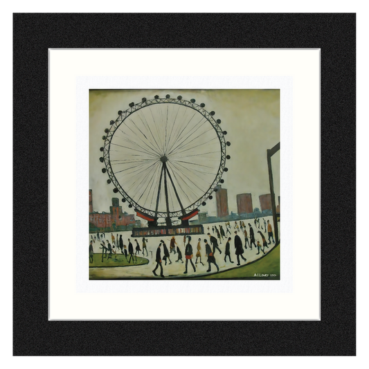 London Eye - Giclée Art Print 21cm Square. Splendid Image in the Style Of LS Lowry