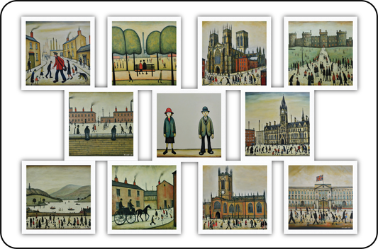 Pack of 12 Lowry Style Blank Art Greeting Cards & Envelopes