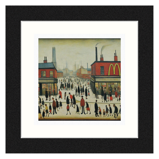 McDonalds - Giclée Art Print 21cm Square. Modern Humorous Nostalgia Image in the Style Of LS Lowry