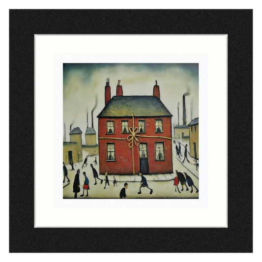 New Home - Giclée Art Print 21cm Square. Pretty Image in the Style Of LS Lowry