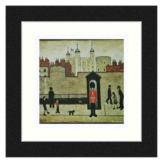 On Guard - Giclée Art Print 21cm Square. Fascinating Image in the Style Of LS Lowry