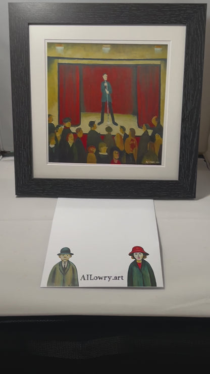 Stand Up Comedian - Giclée Art Print 21cm Square. Entertaining Image in the Style Of LS Lowry