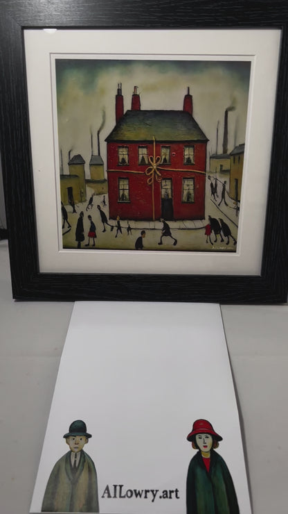 New Home - Giclée Art Print 21cm Square. Pretty Image in the Style Of LS Lowry