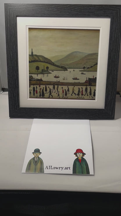 Lake Windermere - Giclée Art Print 21cm Square. Graceful Image in the Style Of LS Lowry