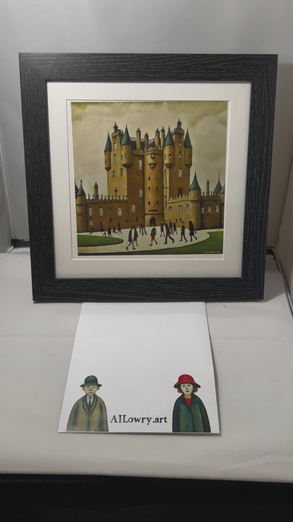 Glamis Castle - Giclée Art Print 21cm Square. Delightful Image in the Style Of LS Lowry