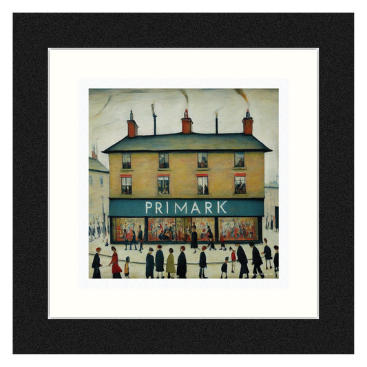 Primark - Giclée Art Print 21cm Square. Stylish Image in the Style Of LS Lowry. Ideal Gift.