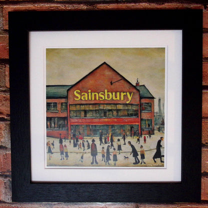 Sainsbury's - Giclée Art Print 21cm Square. Fabulous Image in the Style Of LS Lowry. Ideal Gift.