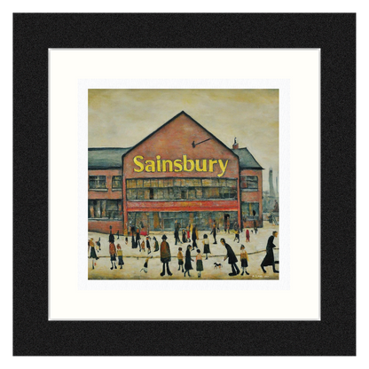 Sainsbury's - Giclée Art Print 21cm Square. Fabulous Image in the Style Of LS Lowry. Ideal Gift.