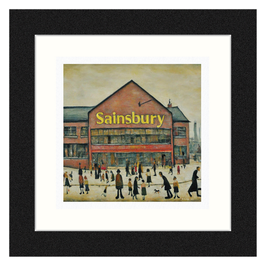 Sainsbury's - Giclée Art Print 21cm Square. Fabulous Image in the Style Of LS Lowry. Ideal Gift.