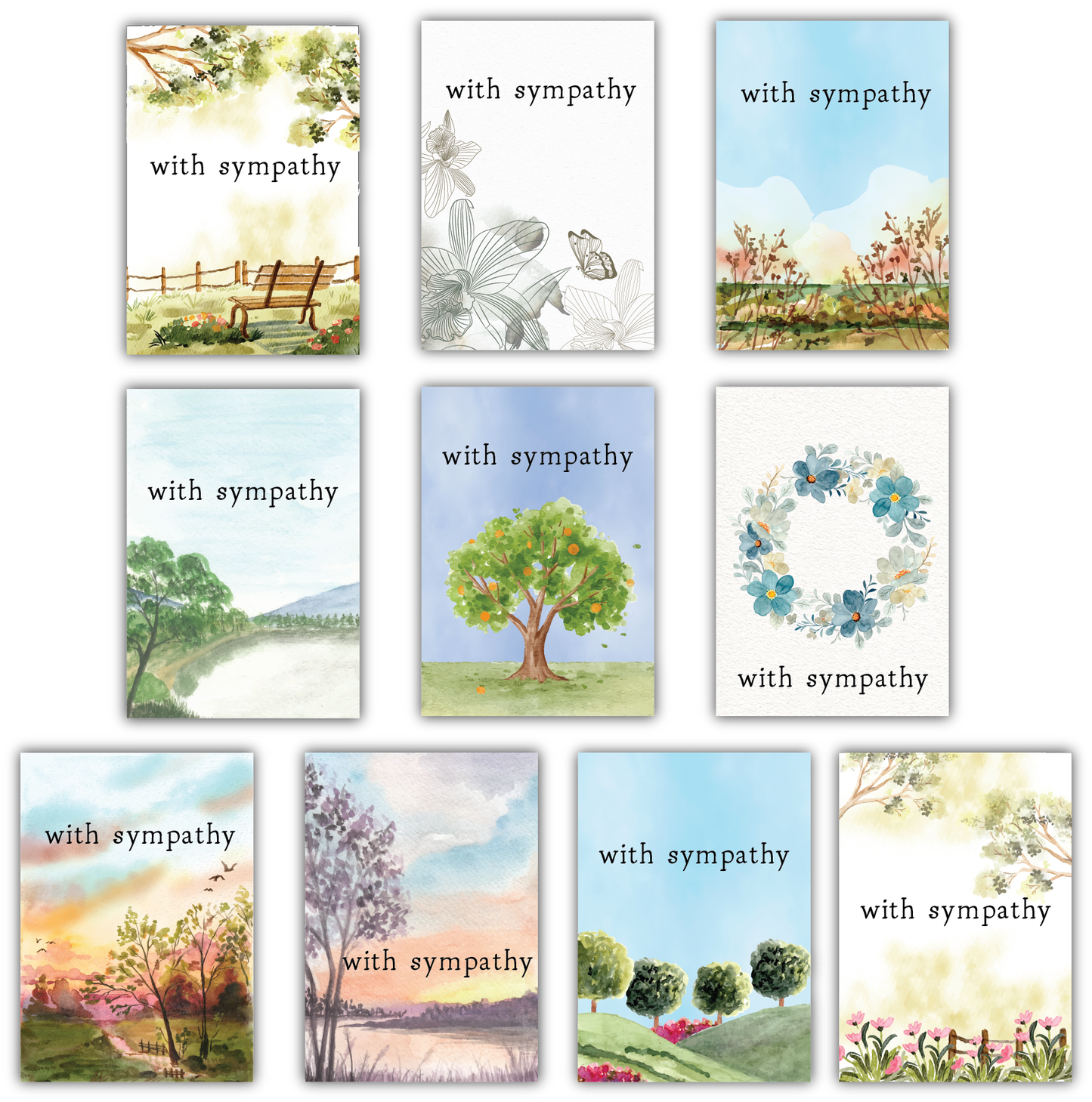 Greetingles Pack of 10 Sympathy Cards