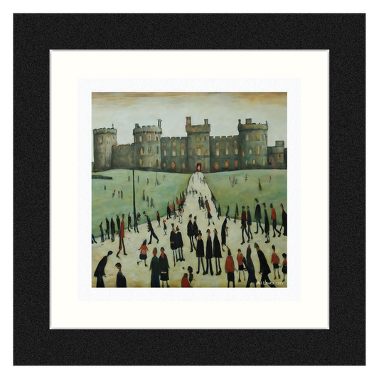 Windsor Castle - Giclée Art Print 21cm Square. Astounding Image in the Style Of LS Lowry