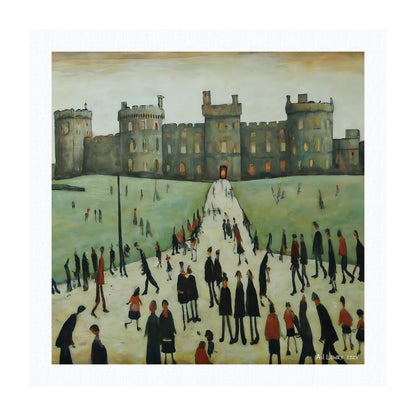 Pack of 6 Blank Lowry Style Art Greeting Cards - Windsor Castle Design - 350gsm Card with Kraft Envelopes