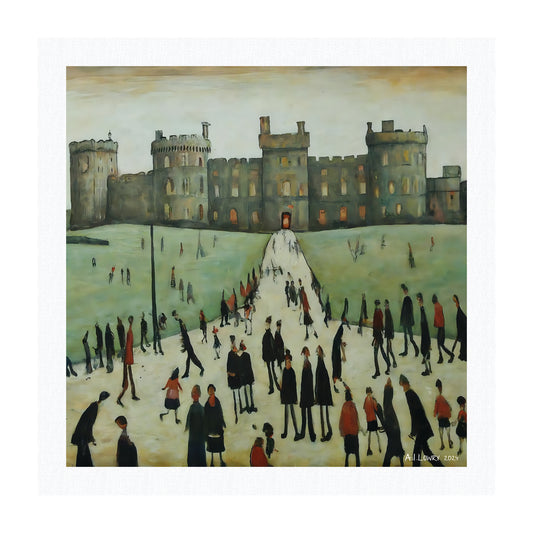 Pack of 6 Blank Lowry Style Art Greeting Cards - Windsor Castle Design - 350gsm Card with Kraft Envelopes