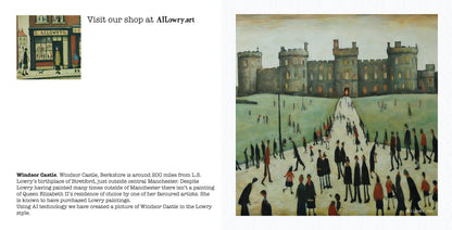 Pack of 6 Blank Lowry Style Art Greeting Cards - Windsor Castle Design - 350gsm Card with Kraft Envelopes